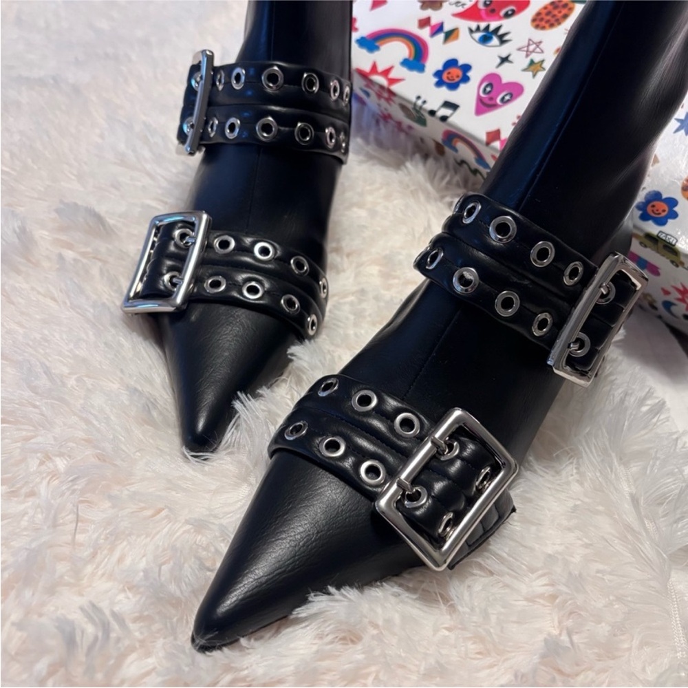 NIB/NWT Jeffery Campbell UP-2-DATE Boot 8.5 OXFD/SANG BLACK SILVER Kitten Bootie - Picture 6 of 16